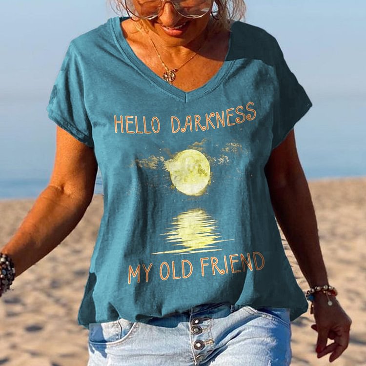 Hello Darkness My Old Friend Moonlight Printed Graphic Tees socialshop