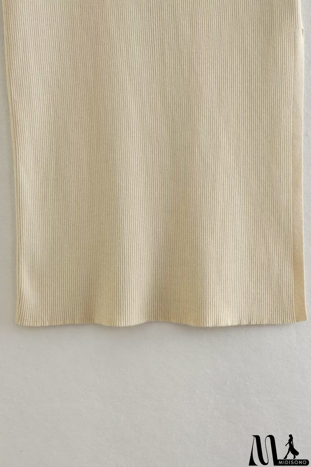 MidiSono - Ribbed V-Neck Cami and Skirt Set