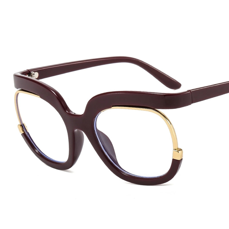 Fashion Solid Color Oval Frame Half Frame Optical Glasses