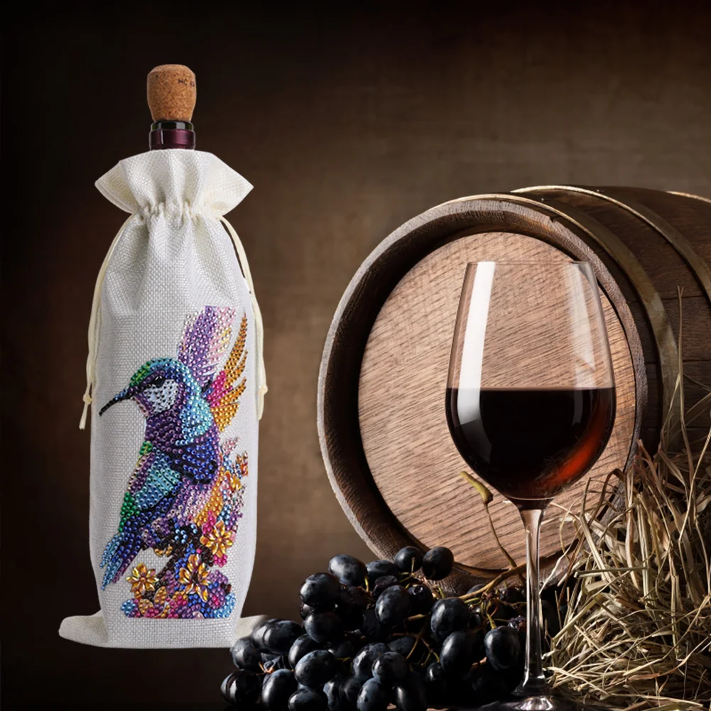 DIY Hummingbird Diamond Painting Wine Bags Creative Diamond Art Liquor Bottle Covers