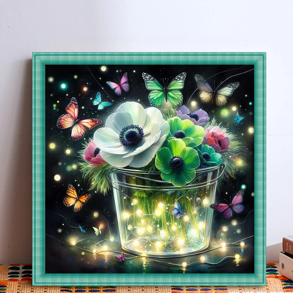 14CT Full Stamped Cross Stitch - Flower(Canvas|40*40CM)