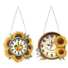 2Pcs Sunflower DIY Diamond Painting Ornament with Clock Function Home Decor Art