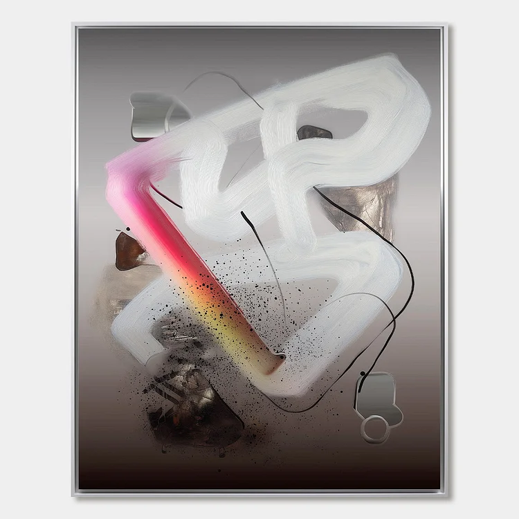 ETHEREAL DRIFT: Abstract Textured Oil Painting on Grey（Canvas painting）