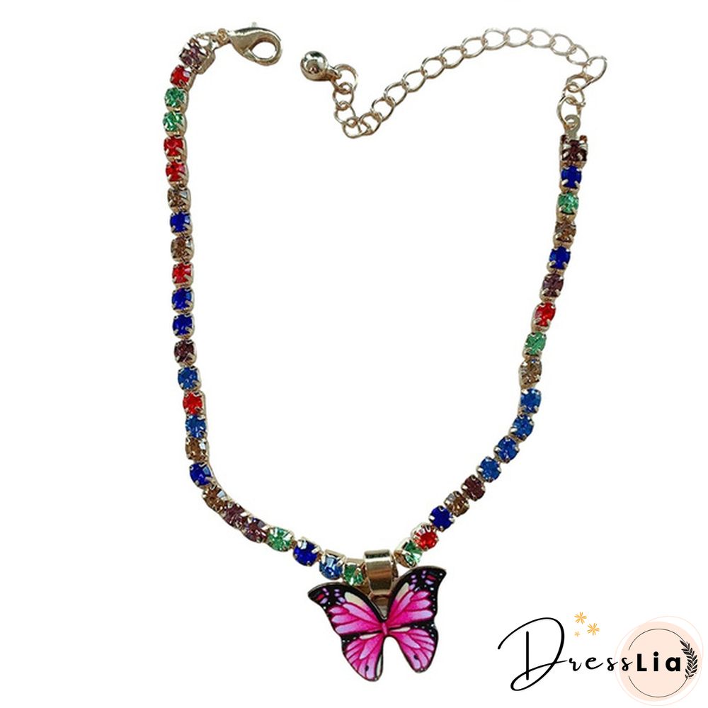 Style Butterfly Pendant Anklet for Women Beach Foot Jewelry Crystal Chain Anklets Bracelet