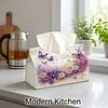 DIY Diamond Art Tissue Box Holder Music and Flowers Design PULeather Crystal Mosaic Desktop Organizer Bag Resin Rhinestone Storage Organizer Gem Art Home Office Decor Craft Gift for Women