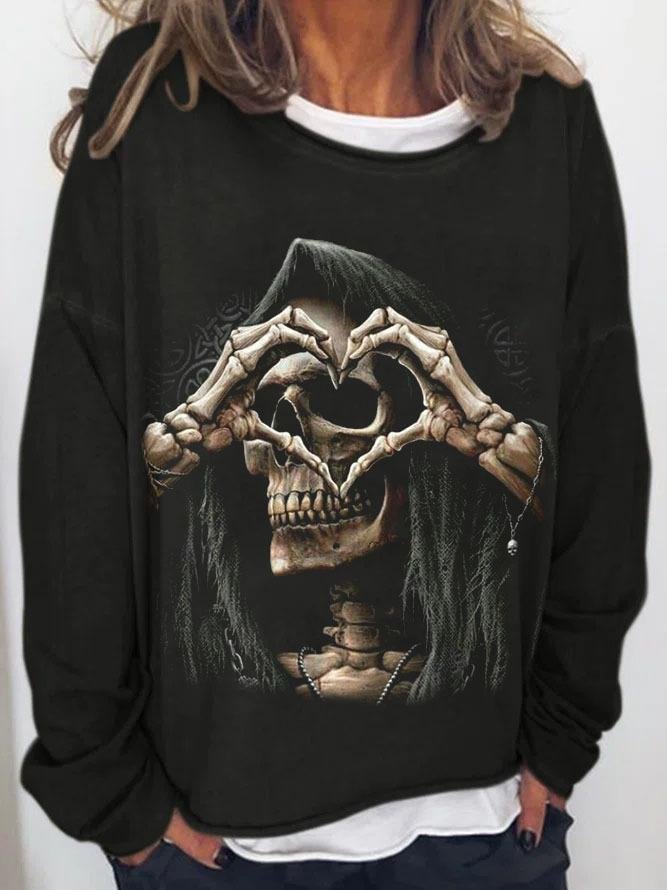 Skull Punk Loose Sweatshirt Long Sleeve Top T-shirts