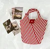 Colorful Stripe Casual Shopping Gift Lunch Handbag