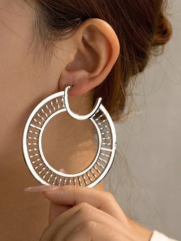 Solid Color Hollow Geometric Drop Earrings