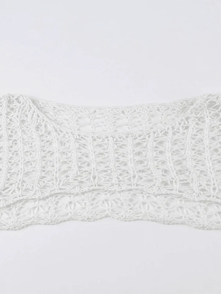 Brownm Retro Hollow Short Knit Crop Top