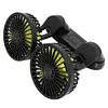 F404 USB Car Fan Dual Head Powerful 3-Speed Dashboard Fan for Truck Vehicle