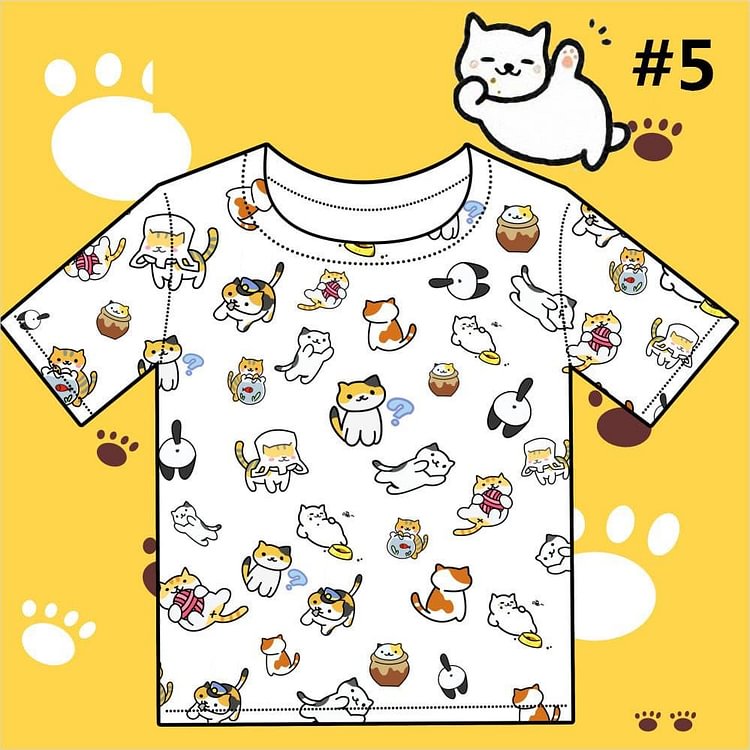 S-3XL Kawaii Cat Neko Atsume T-shirt SP164975