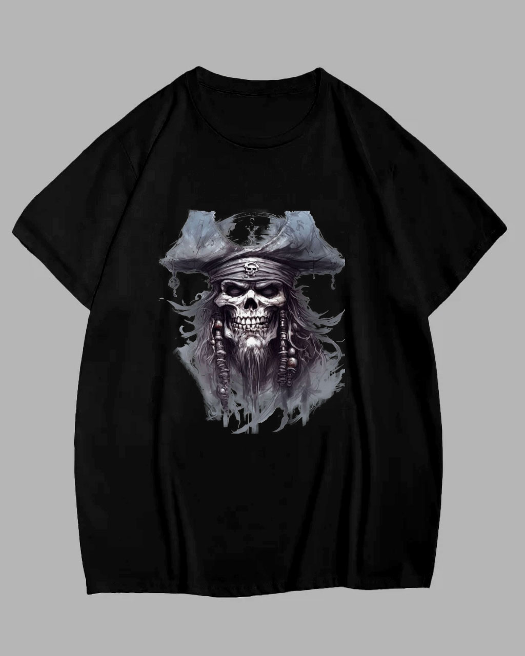Men's Big and Tall Pirate Skull Print Casual Short Sleeve T-Shirt