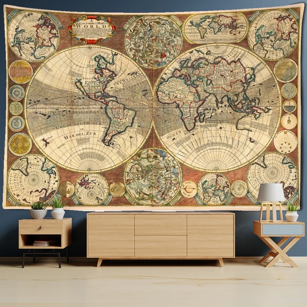 Pirate Treasure Map Tapestry Wall Hanging Bohemian Beach Mat Polyester Thin Blanket Yoga Shawl Mat Blanket New