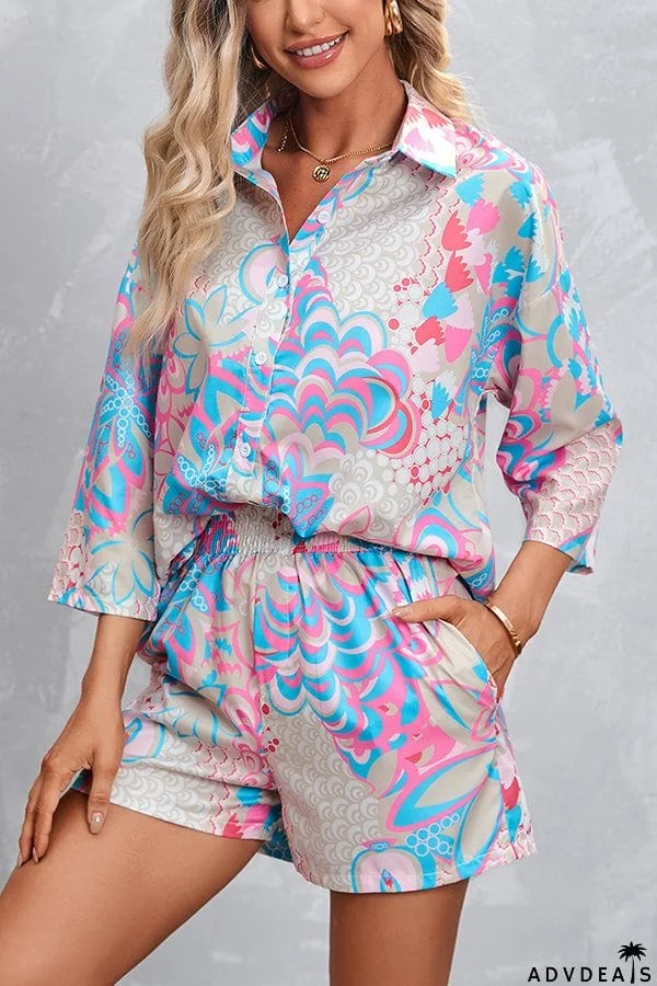 women's summer three quarter sleeve shorts casual suit