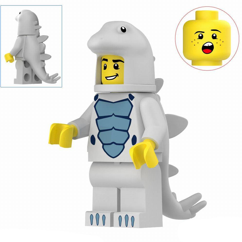 Light Blue Stegosaurus Costumed Fan Custom Minifigure Minifigure Bricks monstertoys