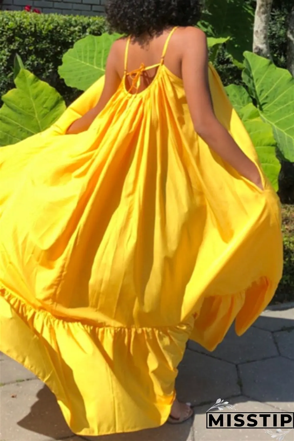 Pink Sexy Casual Solid Backless Spaghetti Strap Loose Sling Dress