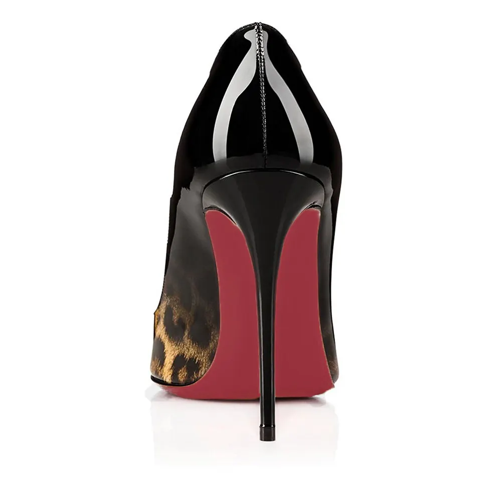 100mm Gradient Color Heels Party Daily Pumps White/Black Leopard-vocosishoes