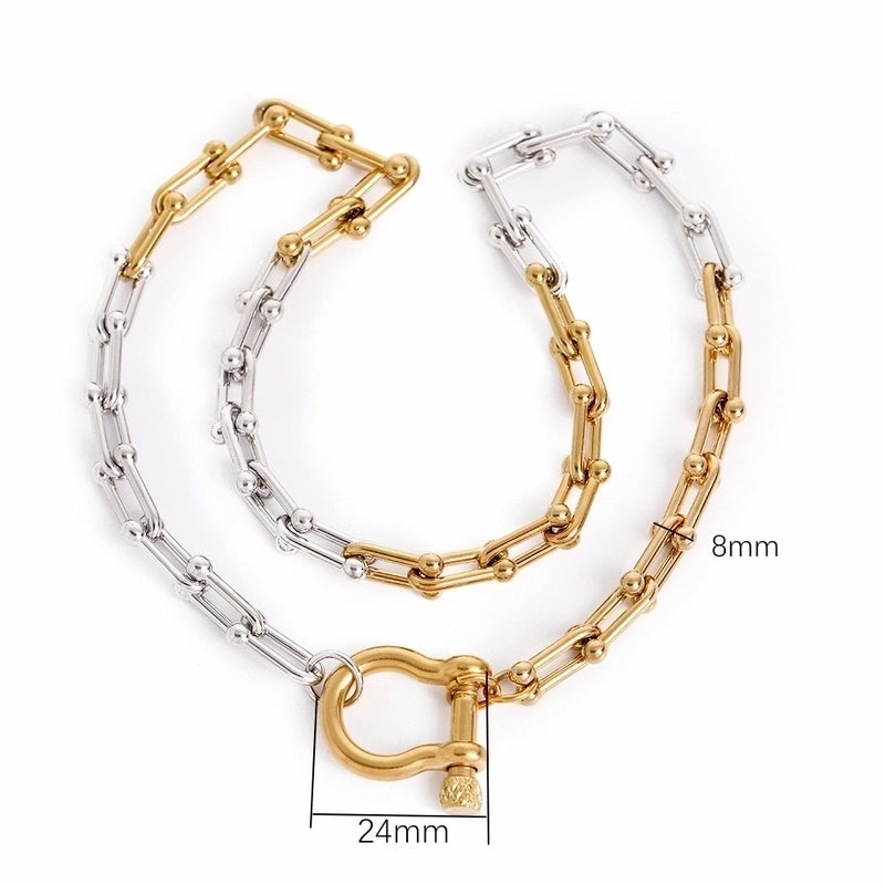 Original Design Exaggerated U Shape 304 Stainless Steel 18K Gold Plated Necklace