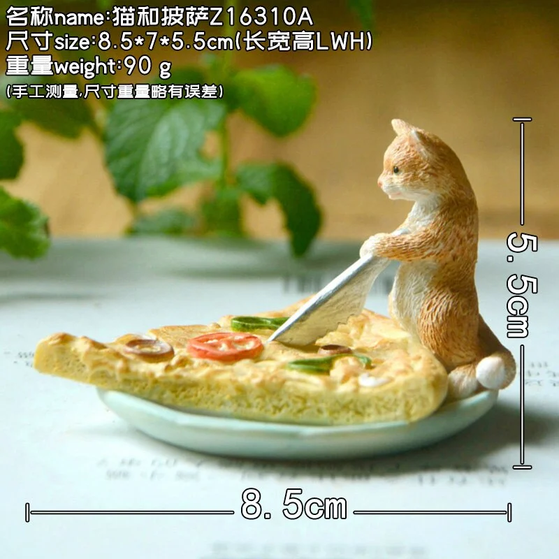 Creative Cute Little Animal Cat Figurine Ornament Simulation Food Dessert Cake Model Restaurant Bakery Home Decoration Gift
