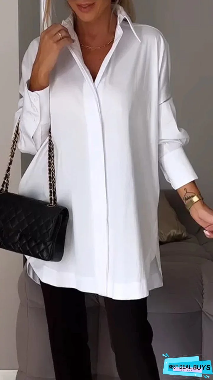 Cotton Long Sleeve Basic Blouse