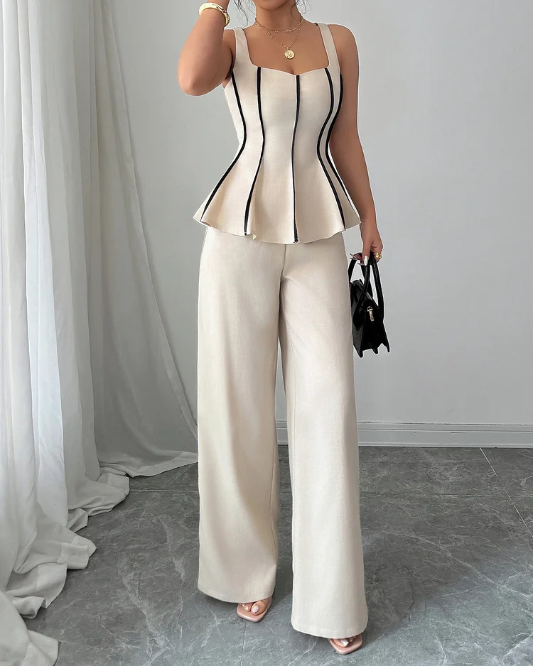 Camisole Trousers Colorblock Two-piece Set