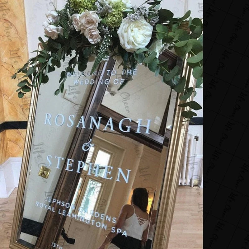 Custom Bride Groom Name Wall Sticker Mural Poster Wedding Welcome Sign Decal For Board Mirror Rustic Personalized Decor