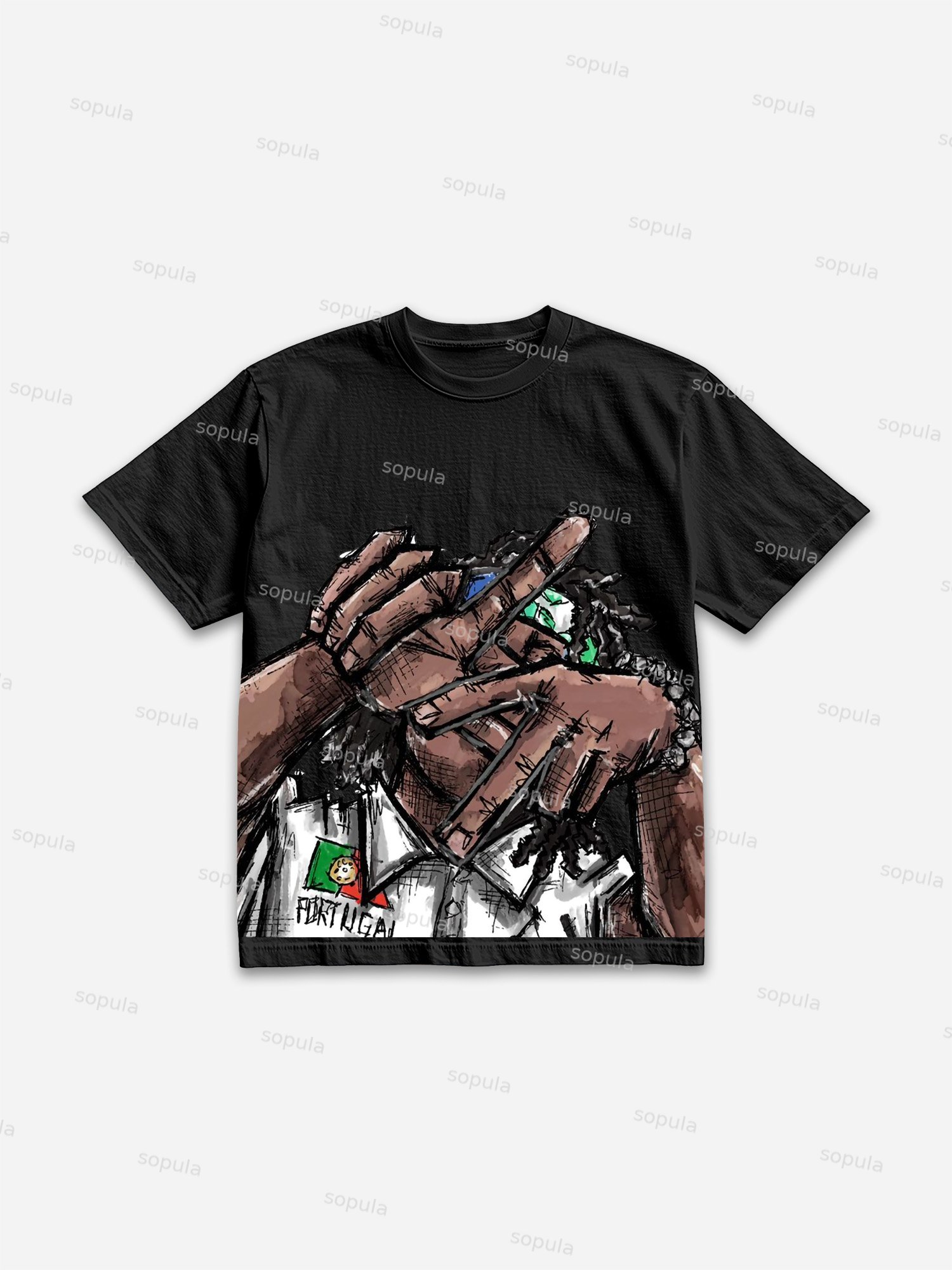 Street Graffiti Cartoon Character Graphic Cotton T-shirt - SOPULA