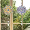 2Pcs Diamond Painting Acrylic Double Sided Mandala Wind Chime Suncatcher with Crystal Hanging Pendant