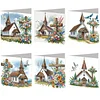 6pcs Diamond Painting Cross Church Greeting Card Set with Envelope Daily Wishing Cards for Birthdays Thanksgiving & Special Occasion