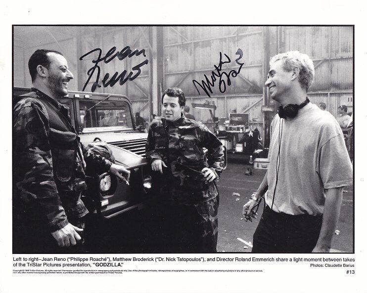 JEAN RENO & MATTHEW BRODERICK signed autographed GODZILLA PHILIPPE & NICO Photo Poster painting