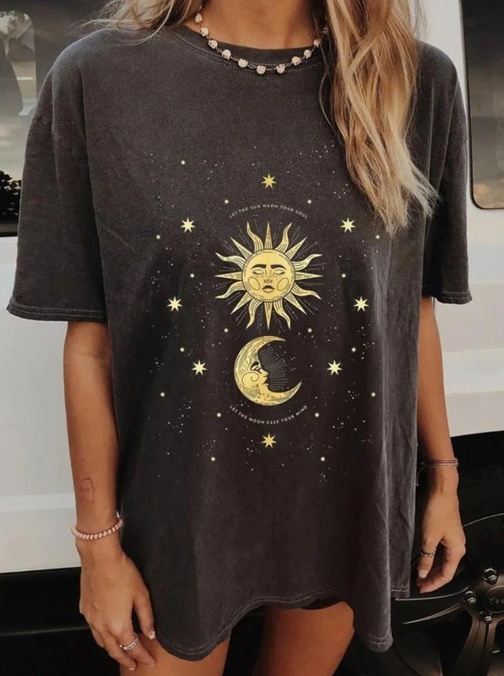 Women's T-Shirt Sun Moon Stars Tee