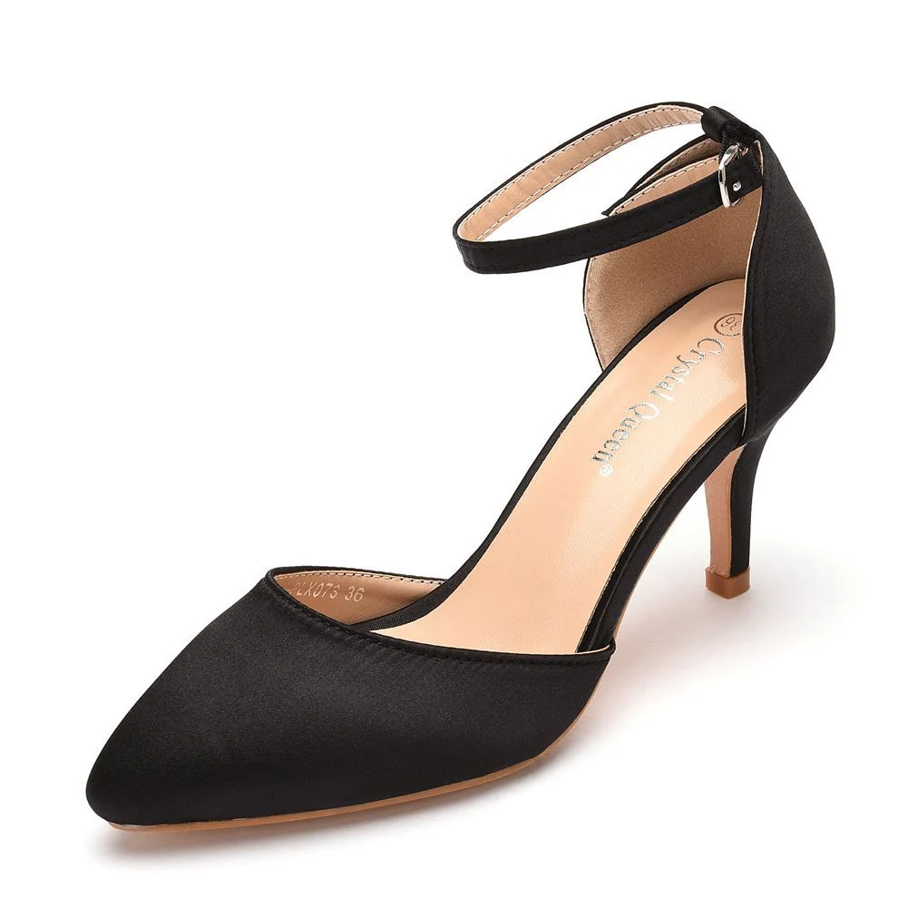Breakj Breakj Cm Medium Heel Sandals Fine Heel Tip Buckle Sandals Emulation Silk Wedding Banquet Dress Shoe Tips Sandals Woman