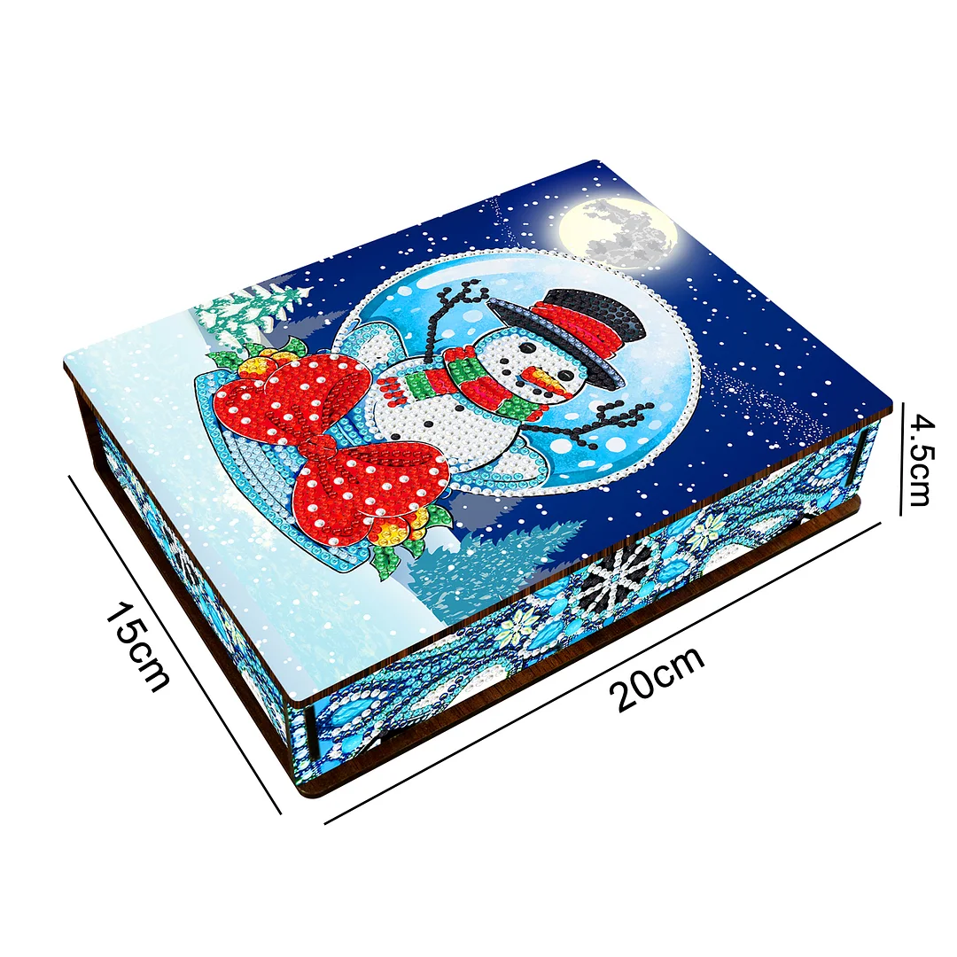 DIY Christmas Diamond Painting Jewelry Storage Box Wood Cartoon Diamond Painting Organizer Case Holder Mosaic Art Kit Handmade Gifts Craft