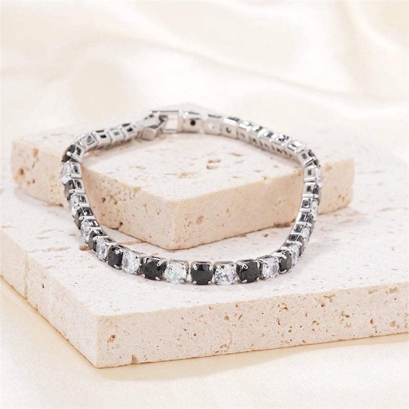 Hip-Hop Solid Color Copper Inlay Zircon K Gold Plated Rhodium Plated Unisex Tennis Bracelet