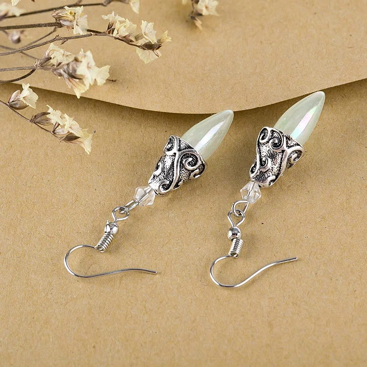 Olivenorma Pure Silver Hook Royal Style Moonstone Dangle Earrings