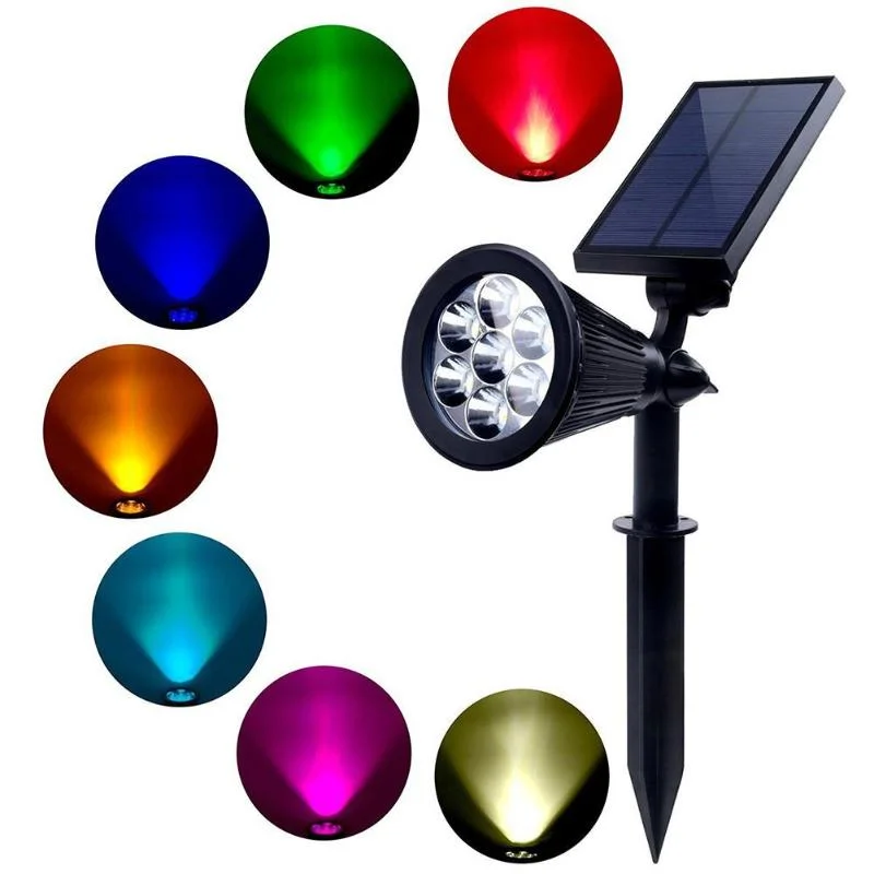 7 LED Waterproof Solar LED Lawn Lamp Flood Light Spike Lighting Control for Outdoor Garden Path and Wall Washer