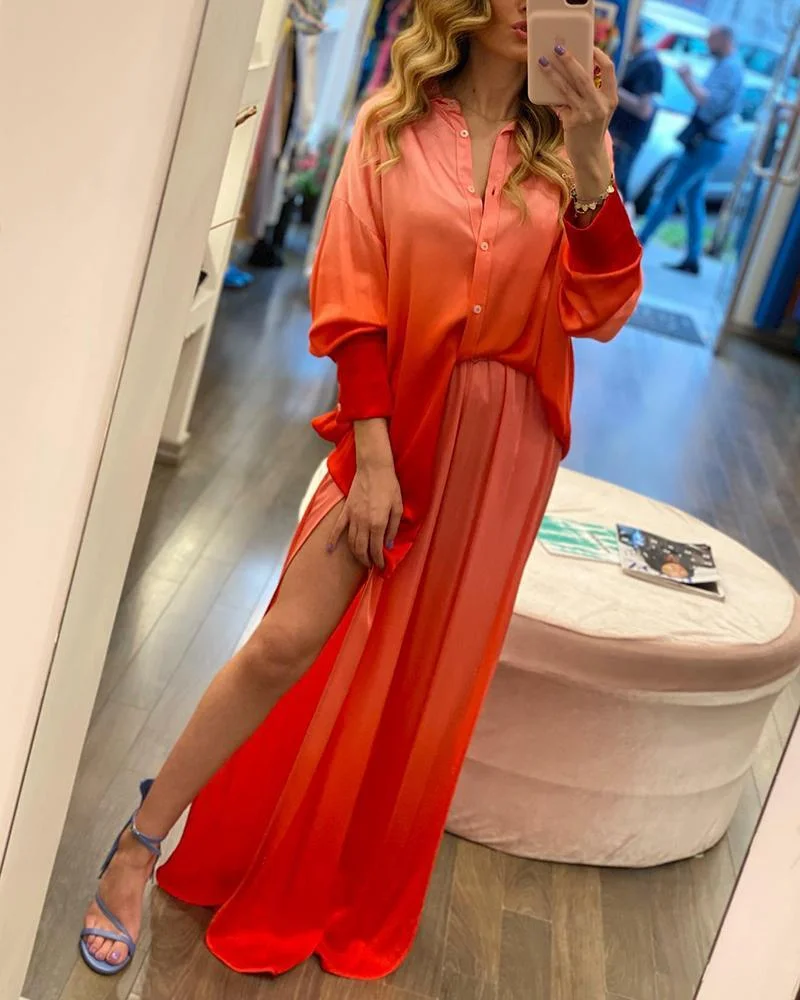 Two-piece suit in gradient colors