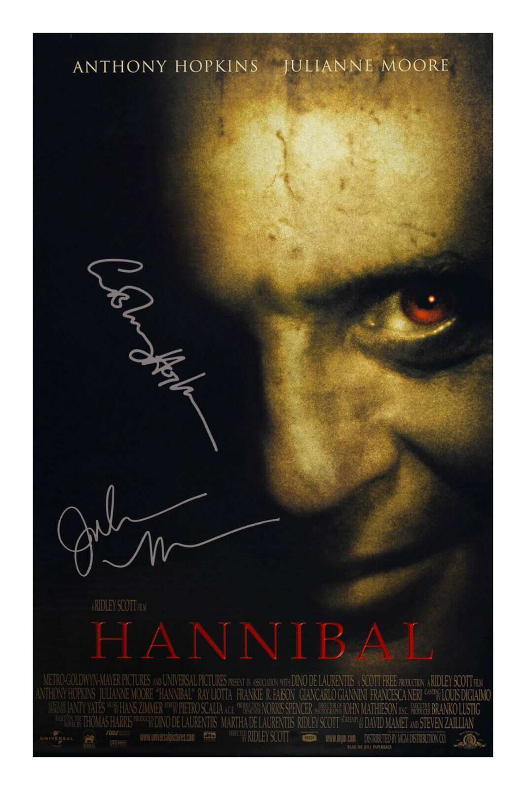 Anthony Hopkins Hannibal Julianne Moore Signed A4 Photo Poster painting Print Autograph