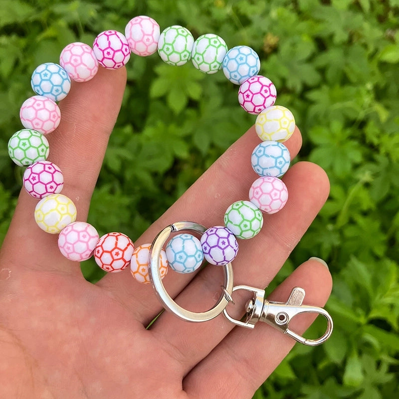 Vintage Style Minimalist Basketball Football Wood Beaded Unisex Bag Pendant Keychain