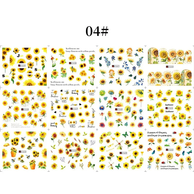 12pcs Valentines Love Letter Water Decals Flower Sliders Nail Stickers for Nails Inscriptions Nail Art Decoration Water Sticker-Nail Inspo