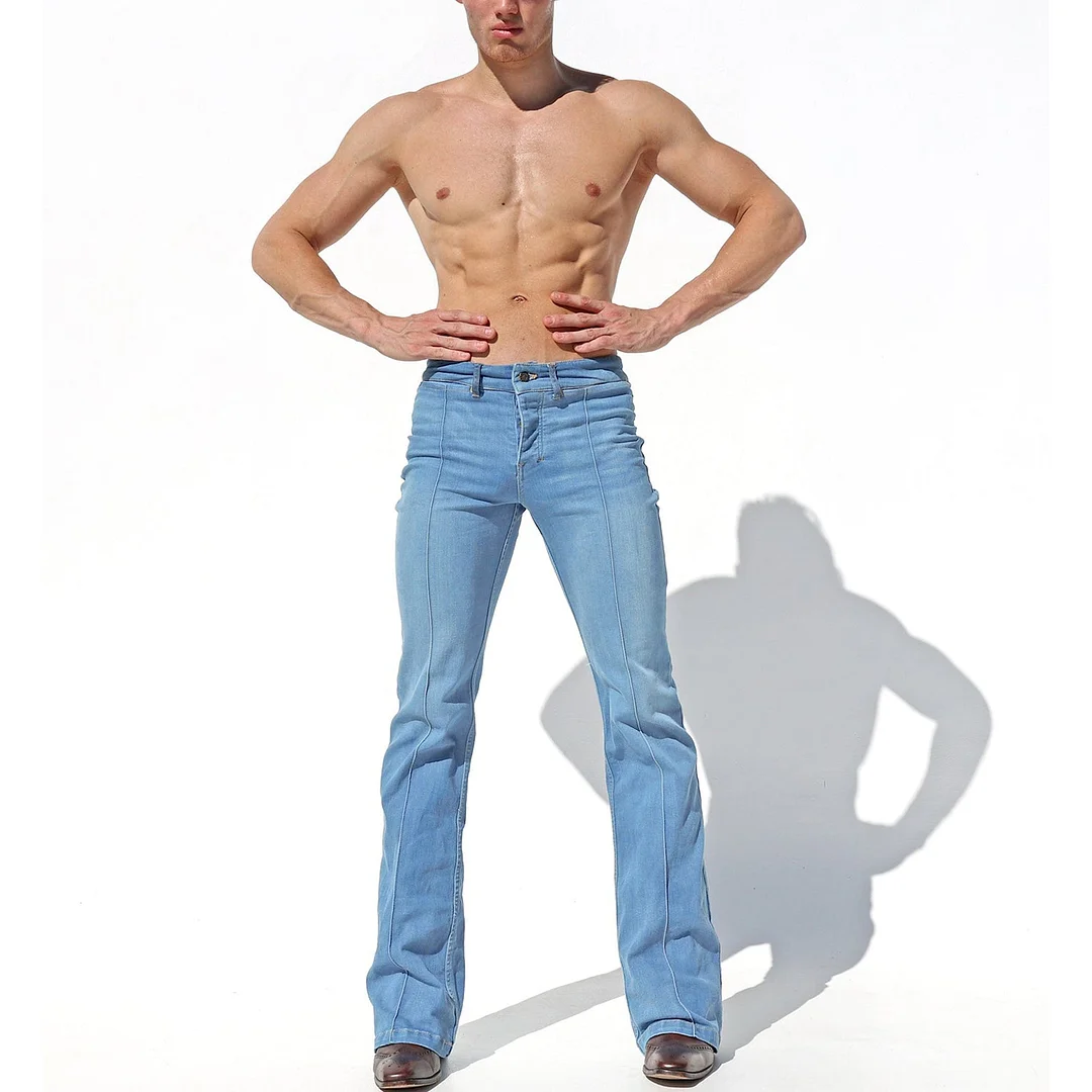 Men's Slightly See-through, Shimmering, Vertical Striped Loose-fitting Trousers-inspireuse