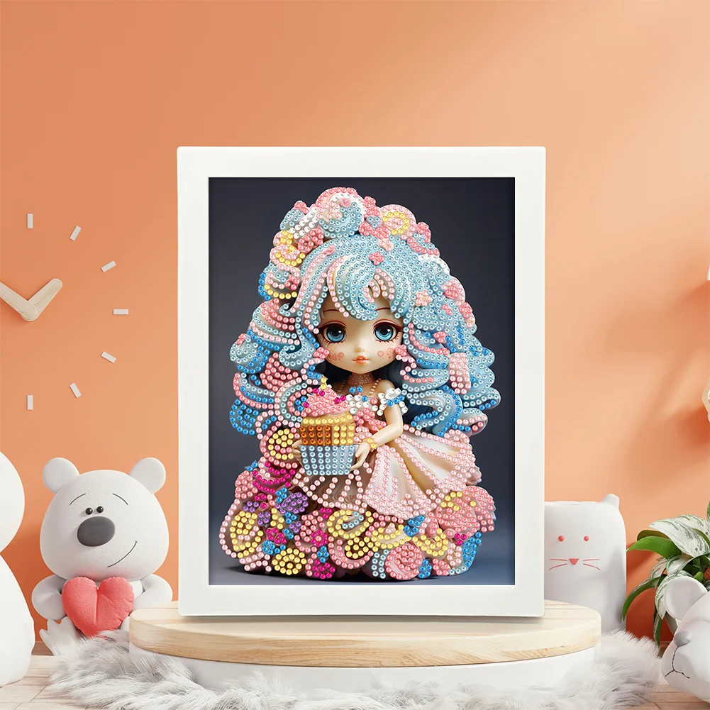 Diamond Painting - Partial Crystal Rhinestone Drill - Cartoon Girl(Canvas|15*20cm)【with Plastic Frame】