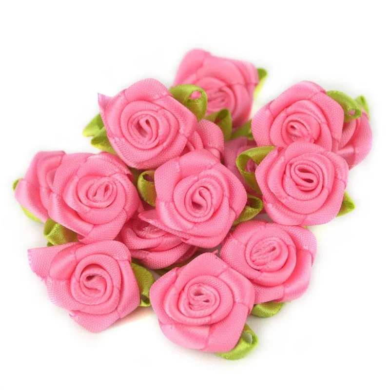 50pcs/lot 2CM Artificial Silk Mini Rose Flower Heads Make Satin Ribbon Handmade DIY Craft Scrapbooking For Wedding Decoration
