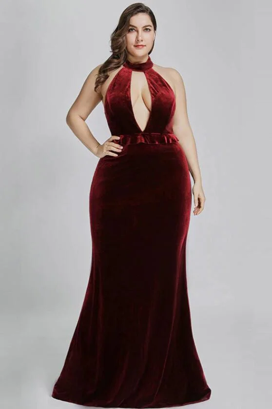 Glamorous Velvet Long Mermaid Evening Prom Dress On Sale - lulusllly