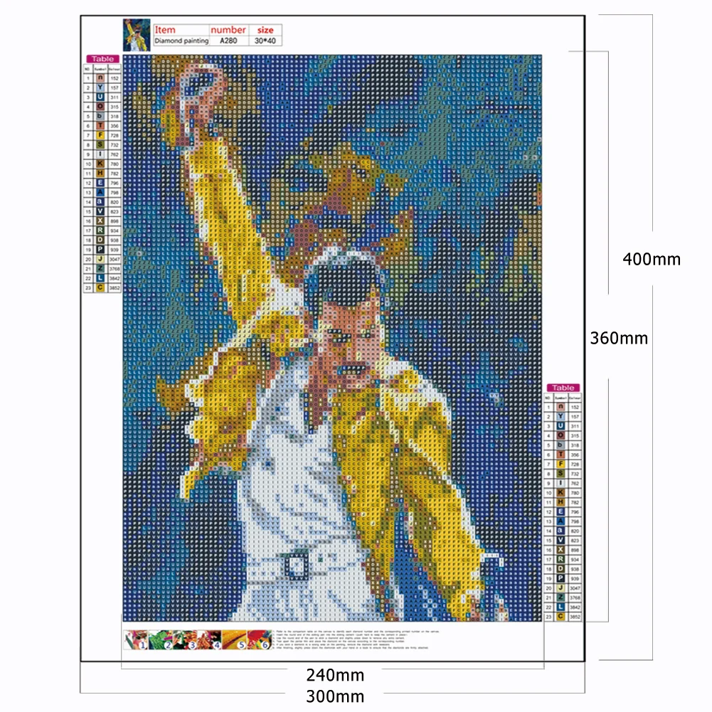Diamond Painting - Full Round Drill - Freddie Mercury(Canvas|30*40cm)