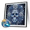 Partial Drill 5D Diamond Painting Kit Skull Abstract 30x30cm(Blue Skull)