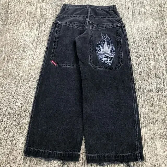 Gamistine fall outfits Y2K Jeans Harajuku Retro Elephant Graphic Baggy Jeans Blue Pants Women New Punk Rock Hip Hop Gothic Wide Leg Trousers Streetwear