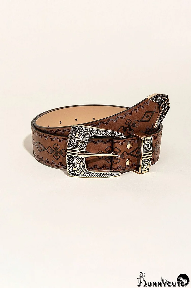 Geo Pattern Square Buckle Belt