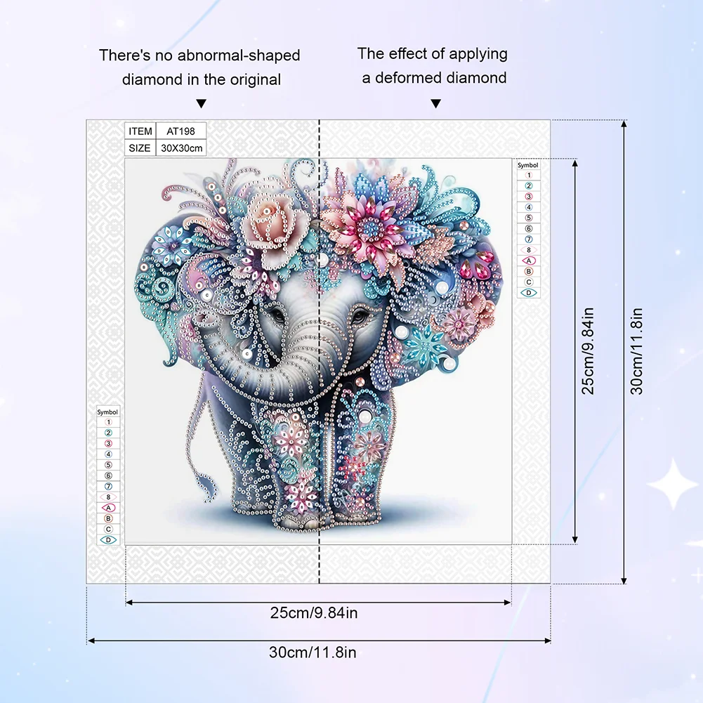 Diamond Painting - Partial Special Shaped Drill - Flower Cute Elephant(Canvas|30*30cm)
