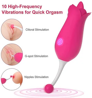 Female masturbation Clitoral Tongue Stimulator— 2-in-1 Licking & High-Frequency G-Spot Rose Vibrator